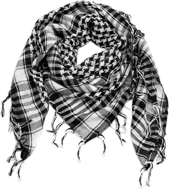 Zwart en wit woestijnsjaal Kufiya Keffiyeh Ghutrah Hattah - 100% katoen, geschikt voor paintball rollenspellen en Dune Bashing van Merkloos