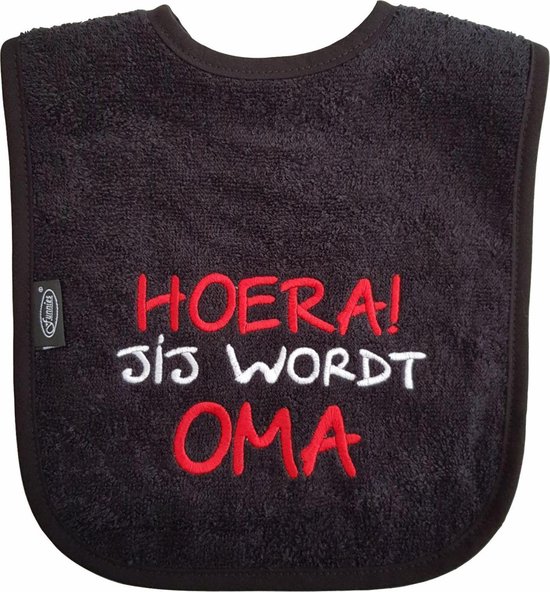Zwarte slab met "Hoera! Jij wordt oma" van Bambolino Toys