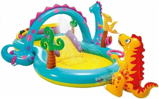 Zwembad - Kinder Bad - Speelbad - Dinoland Speelcentrum Opblaasbaar waterspeelcentrum, geassorteerd model (met en zonder vulkaan), veelkleurig, 333x229x112 cm, 280 liter van Intex