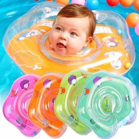 zwemmen nekring, zwemmen nekring opblaasbare luchtlek voorkomen baby baden accessoire peuter kinderen water zwembad nek float ring voor peuter blauw one size van Merkloos