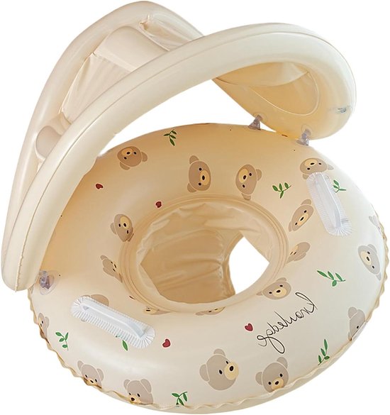 Zwemvlotter Kinderen - Baby Zitring - Veilig Waterspelen - Met Zonnescherm - 55 cm - Beer