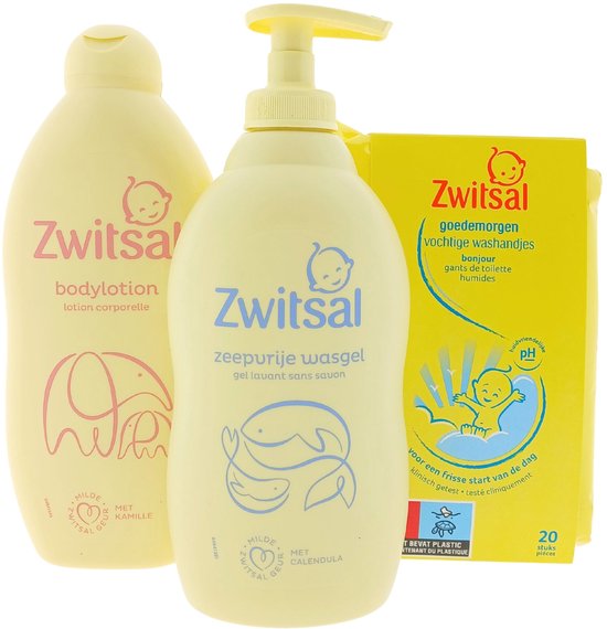 Zwitsal Baby Cadeauset Douche - BodyLotion - Washandjes - Kraamcadeau van Zwitsal