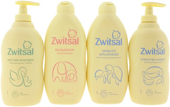 Zwitsal Baby Cadeauset Verzorgingsset Groot Formaat 4x400 ml - Kraamcadeau van Merkloos