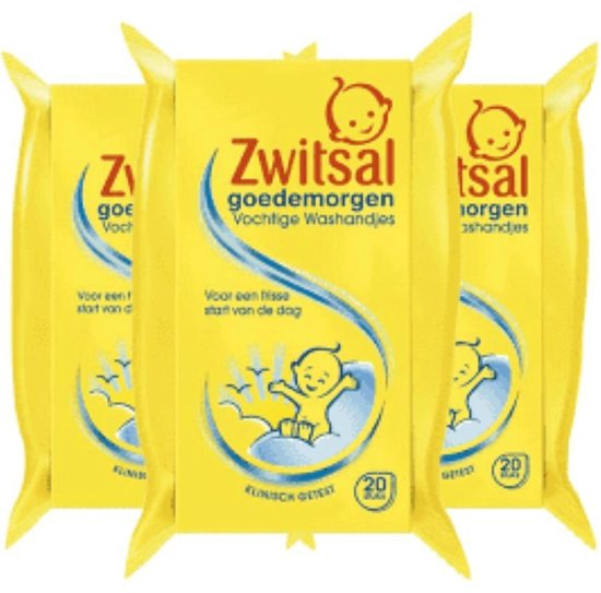 Zwitsal Baby Goedemorgen Vochtige Washandjes - 3 x 20 Stuks van Zwitsal