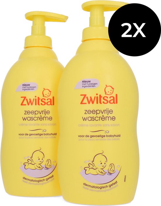 Zwitsal - Baby huidverzorging - Zeepvrije Wascrème - 400ml x 2