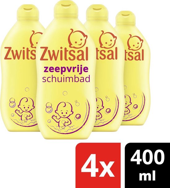 Zwitsal Baby Zeepvrij Badschuim - 4 x 400 ml - Voordeelverpakking van Zwitsal