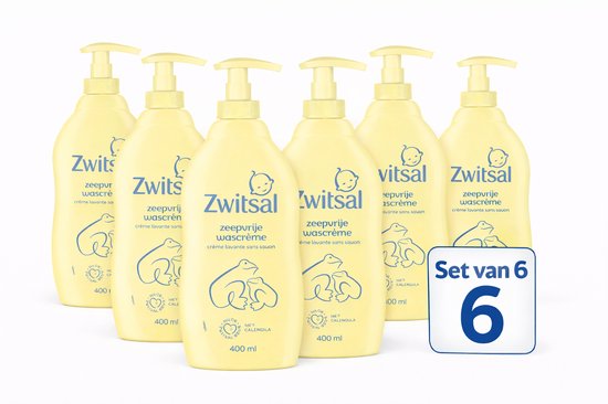 Zwitsal Baby Zeepvrije Wascrème – 400 ml – Set van 6 – Milde Babyverzorging – Voordeelverpakking