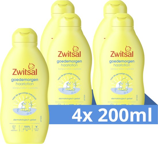 Zwitsal Goedemorgen Haarlotion - Baby - pH-neutraal met vitamine E - 4 x 200 ml van Zwitsal