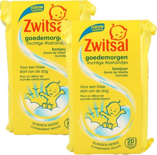 Zwitsal - Goedemorgen Vochtige Washandjes - 40 washandjes (2x20) van Zwitsal
