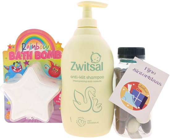 Zwitsal Kids Sinterklaas Cadeauset – 3-delig – Shampoo + Kruidnoten + Bath Bomb – Cadeau voor kinderen van Zwitsal