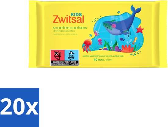 Zwitsal Kids - Snoetenpoetsers - Voor Handjes en Snoetjes - 40 Doekjes - Bulkverpakking - 20 stuks van Zwitsal