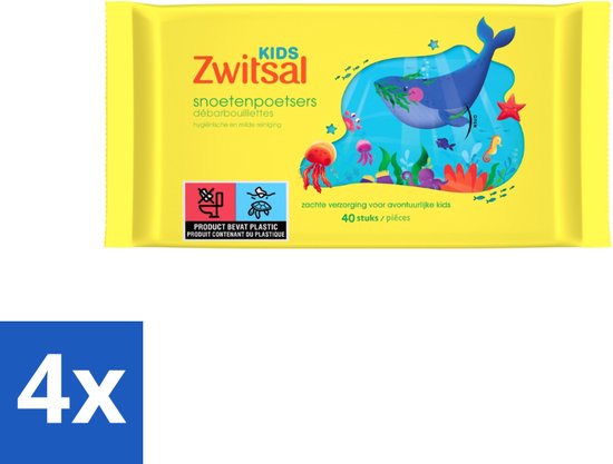 Zwitsal Kids - Snoetenpoetsers - Voor Handjes en Snoetjes - 40 Doekjes - Voordeelverpakking - 4 stuks van Zwitsal