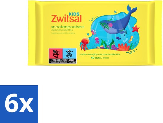 Zwitsal Kids - Snoetenpoetsers - Voor Handjes en Snoetjes - 40 Doekjes - Voordeelverpakking - 6 stuks van Zwitsal