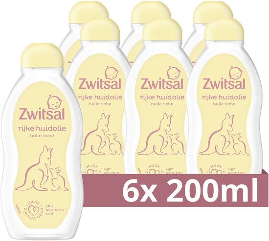 Zwitsal Rijke Huidolie - Baby - met ingrediënten van natuurlijke oorsprong en avocado-olie - 6 x 200 ml van Zwitsal