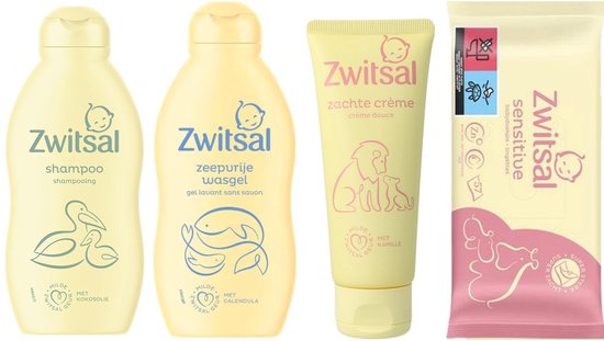 Zwitsal - SET - Shampoo / Wasgel / Zachte Creme / Billendoekjes Sensitive