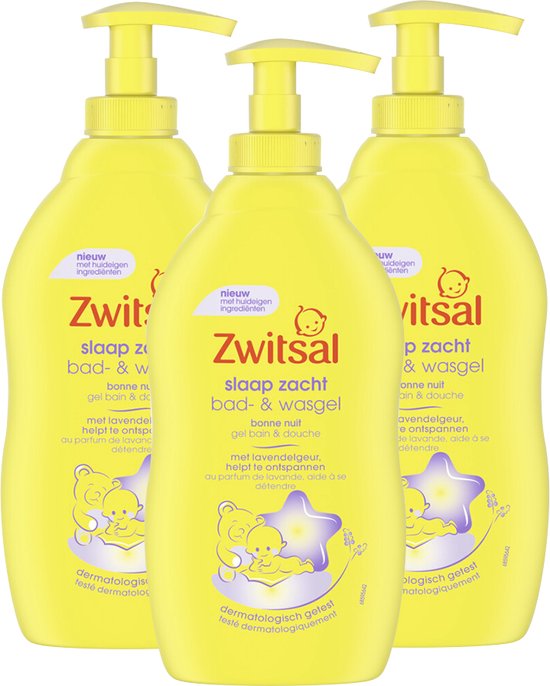 Zwitsal Slaap Zacht Bad- & Wasgel Lavendel - Voordeelverpakking 3 x 400 ml Pomp van Zwitsal