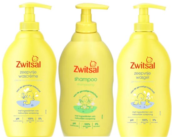 ZWITSAL - VOORDEELVERPAKKING - Baby shampoo 400 ml - Baby wascreme 400 ml - Baby Wasgel 400 ml - Kraamcadeau - Zeepvrij - 3 producten van Zwitsal