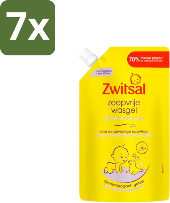 Zwitsal – Wasgel Navulling – Zeepvrij – 500 ml - Bulkverpakking - 7 stuks van Merkloos