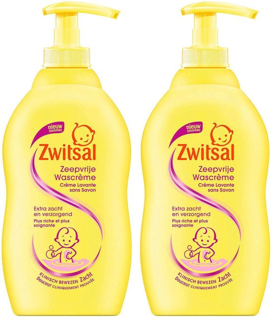 Zwitsal zeepvrije wascrème pomp - 2 x 400 ml - baby van Zwitsal