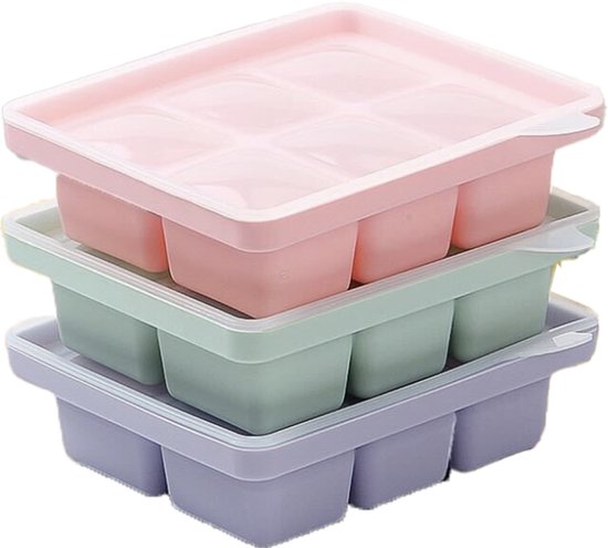 ZYLARO Babyvoeding bewaarbakjes set - 3-delige siliconen baby bakjes - met deksel - Magnetron & vaatwasmachinebestendige - 18x70ml - Moedermelk bewaren - Diepvriesbakjes - 100% BPA vrij van ZYLARO