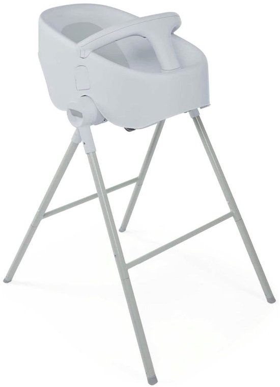 Zylo® Baby Badje met Standaard - Baby Badje - Inklapbaar Bad - met Badzitje - van 0-12 maanden - 55x70x107cm - Grijs