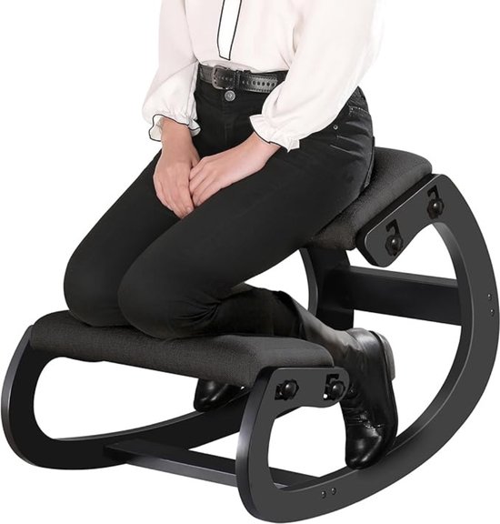 Zyrex® Kniestoel Ergonomisch - Balansstoel - Rug Corrector - Zwart - ‎84cm x 54cm x 53cm