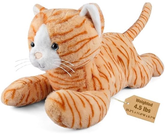 Zyrex® Verzwaaringsknuffel - Verzwaarde Knuffel - Spanningskuffel - 2 kg - Tijger - Oranje - ‎25cm x 13cm x 69cm van Merkloos